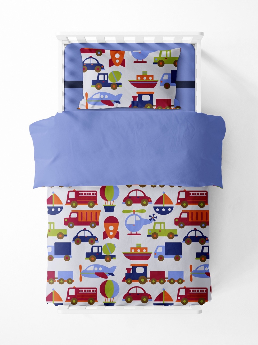 Bacati Transportation Cotton Comforter Toddler Bed Size *comforter only*
